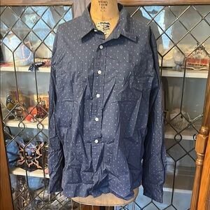Wrangler Navy Blue Dot-Print Casual Button-Down Shirt